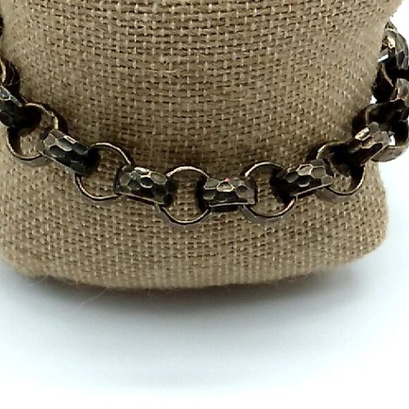 Vintage EP Erwin Pearl Hammered Chunky Rolo Chain Link Bracelet Unisex - Picture 3 of 16